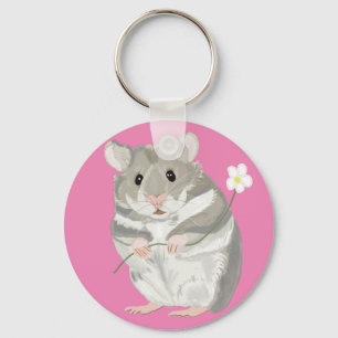 Chaveiro Grey and White Hamster Keychain