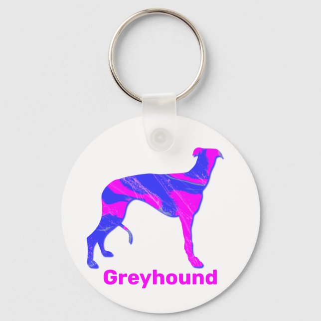 Chaveiro Greyhound / Cachorro Silhueta Quente Rosa & Azul (Frente)