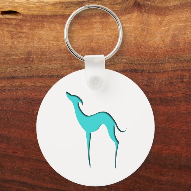 Chaveiro Greyhound Whippet dog turquoise blue silhouette (Frente)