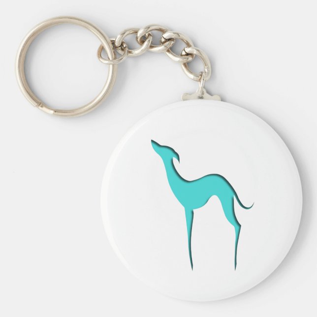 Chaveiro Greyhound Whippet dog turquoise blue silhouette (Frente)