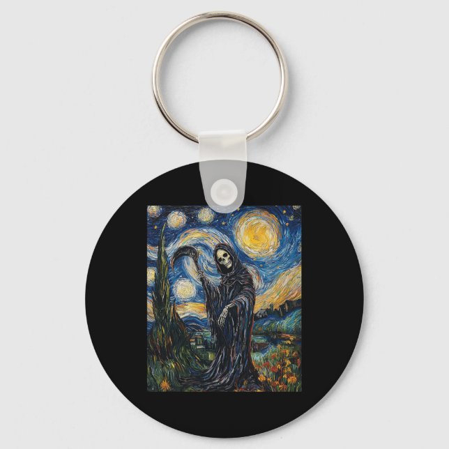 Chaveiro Grim Reaper Skeleton - Van Gogh Style - Starry Nig (Frente)