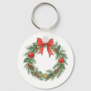 Chaveiro Grinalda Clássica de Natal com Laço para Amantes d