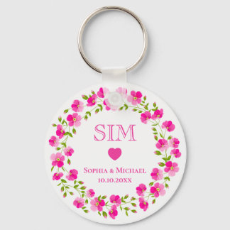 Chaveiro Grinalda Floral Rosa Elegante Favor de Casamento M