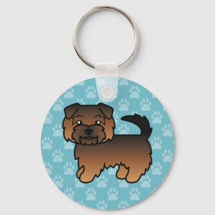 Chaveiro Grizzle Norfolk Terrier Cartoon Dog Azul