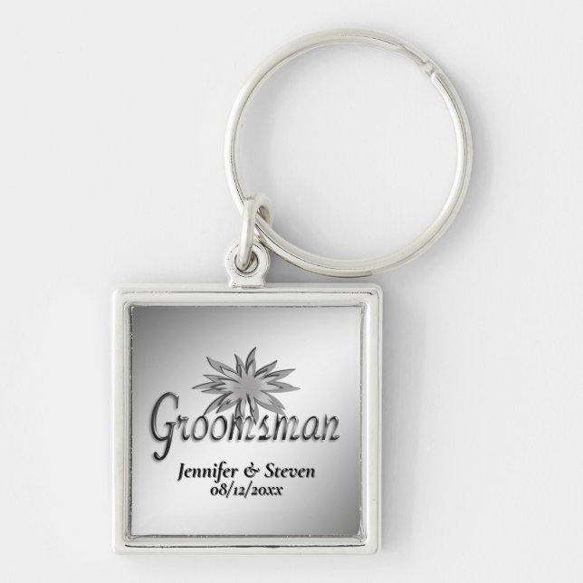 Chaveiro Groomsman Black and White Custom Keychains (Frente)