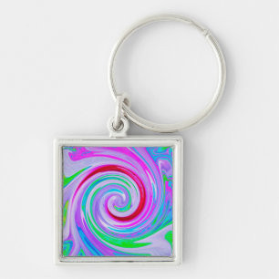 Chaveiro Groovy Abstrato Red Swirl em roxo e rosa
