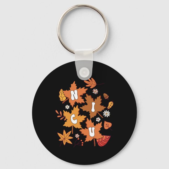 Chaveiro Groovy Autumn NICU Enferse Maple Leaf Fall Vibes D (Frente)