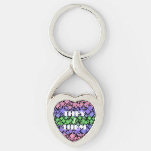 Chaveiro Groovy Boho Retro Mod Geométrico Orgulho Trigênero
