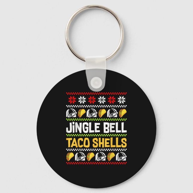 Chaveiro Groovy Christmas Jingle Bells Taco Shells Ugly Xma (Frente)