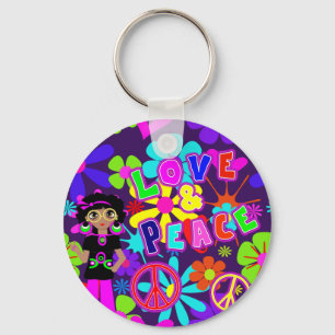Chaveiro Groovy De Energia Hippie Flower Do Love & Peace 60