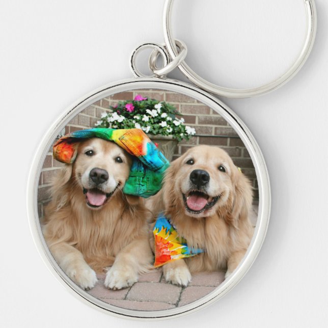 Chaveiro Groovy do golden retriever (Frente)