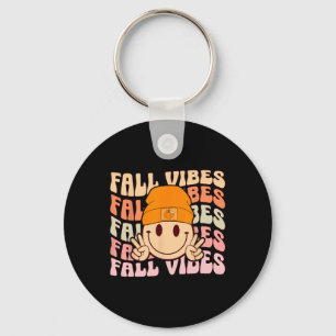 Chaveiro Groovy Fall Vibes Smile Face Retro Autumn Vibes Me