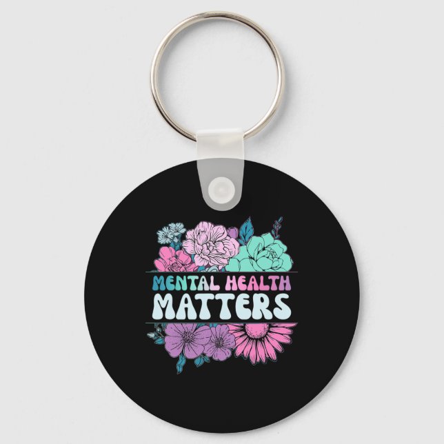 Chaveiro Groovy Flower Retro Mental Health Problems Awarene (Frente)
