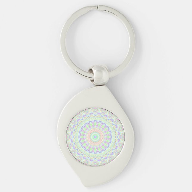 Chaveiro Groovy Funky Boho Hippie Rainbow Abstrato Mandala (Frente)