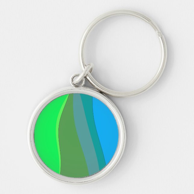 Chaveiro Groovy Green E Blue Abstrato Art 305° (Frente)