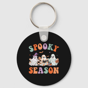 Chaveiro Groovy Halloween Cute Floral Ghost Spooky Season W