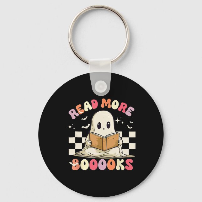 Chaveiro Groovy Leia Mais Livros Ghost Boo Engraçado (Frente)