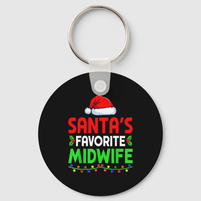 Chaveiro Groovy Santa's Favorite Midwife Nurse Christmas Sa (Frente)