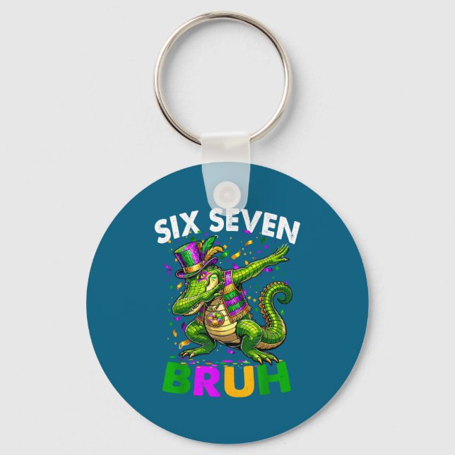 Chaveiro Groovy Six Seven Bruh Alligator Dabbing Mardi Gras (Frente)