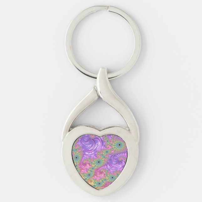 Chaveiro Groovy Trippy Boho Tom Janela Fractal Arco-íris (Frente)