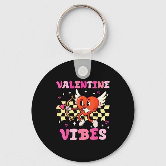 Chaveiro Groovy Valentine Vibes Heart Cud Women Men  (Frente)
