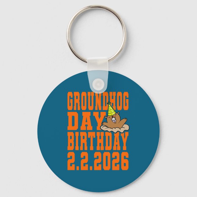 Chaveiro Groundhog Day Birthday February 2nd 2026 Party Ora (Frente)