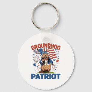 Chaveiro Groundhog Patriota Bandeira Americana Celebração 4