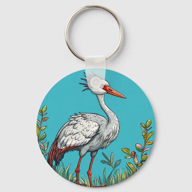 Chaveiro Grouse comum entre flores em flor (Frente)