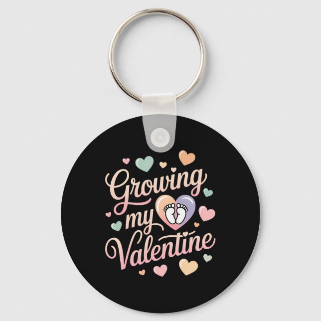 Chaveiro Growing My Valentine By Feet Heart Design  (Frente)