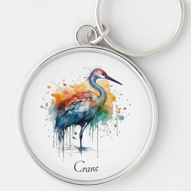 Chaveiro Grua Graciosa: Arte com Aquarela, personalizada (Frente)