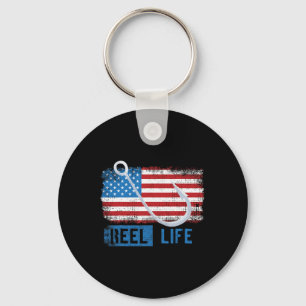 Chaveiro Grunge Bandeira Americana Gráfico de Pescador
