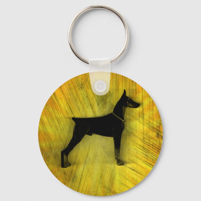 Chaveiro Grunge Doberman Pinscher Silhouette (Frente)