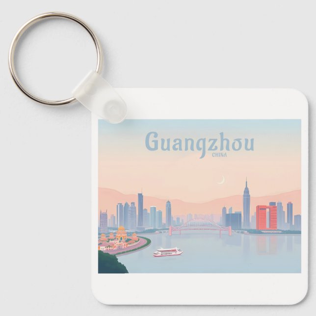 Chaveiro Guangzhou China Pearl River Pastel Viagem (Frente)