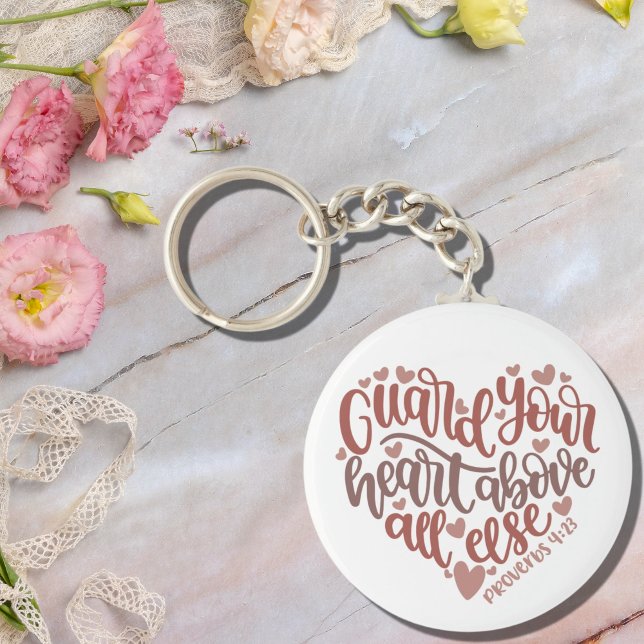 Chaveiro Guard Your Heart | Lovely Design Bible Verse Gift (Criador carregado)