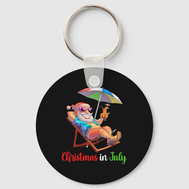 Chaveiro Guarda-chuva de cauda de Papai Noel no Natal em ju (Frente)