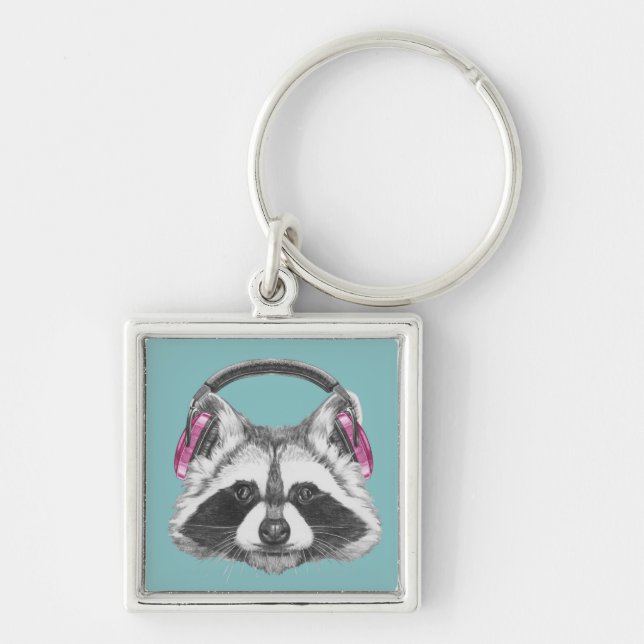 Chaveiro Guaxinim dos fones de ouvido (Frente)