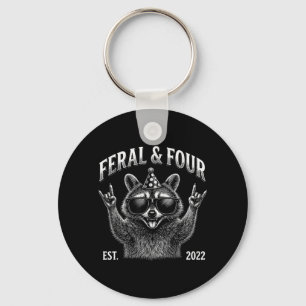 Chaveiro Guaxinim Engraçado Feral E Quatro Anos De Idade De