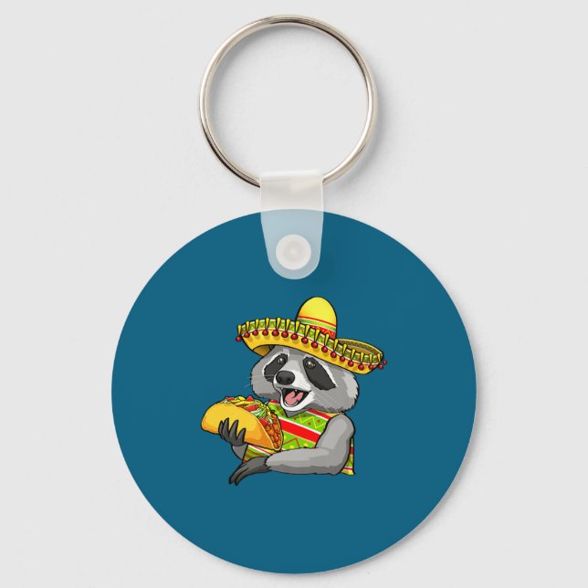 Chaveiro Guaxinim mexicano cinco de mayo engraçado fofo com (Frente)