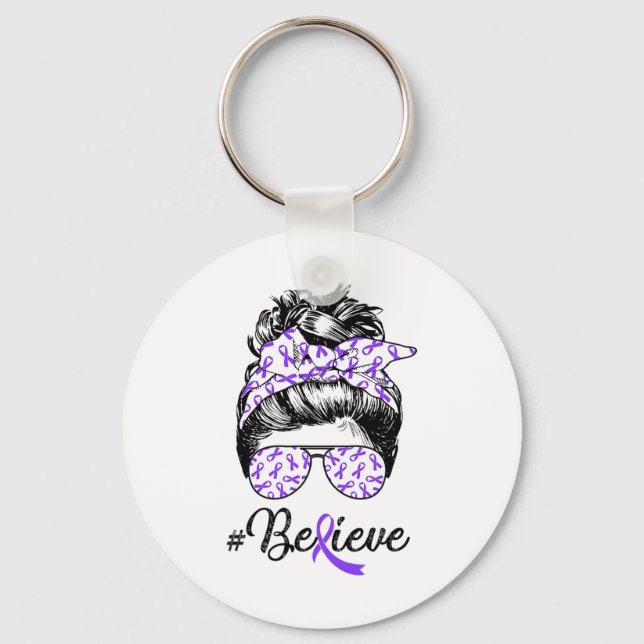 Chaveiro Guerreiro do Coque Desgrenhado da Conscientização  (Frente)