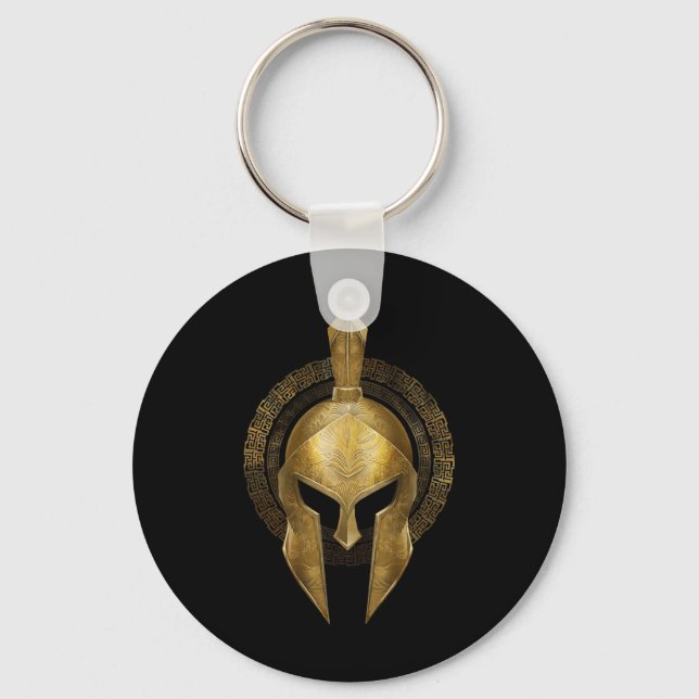Chaveiro Guerreiro Dourado do Helmet Spartan Esparta Grego (Frente)