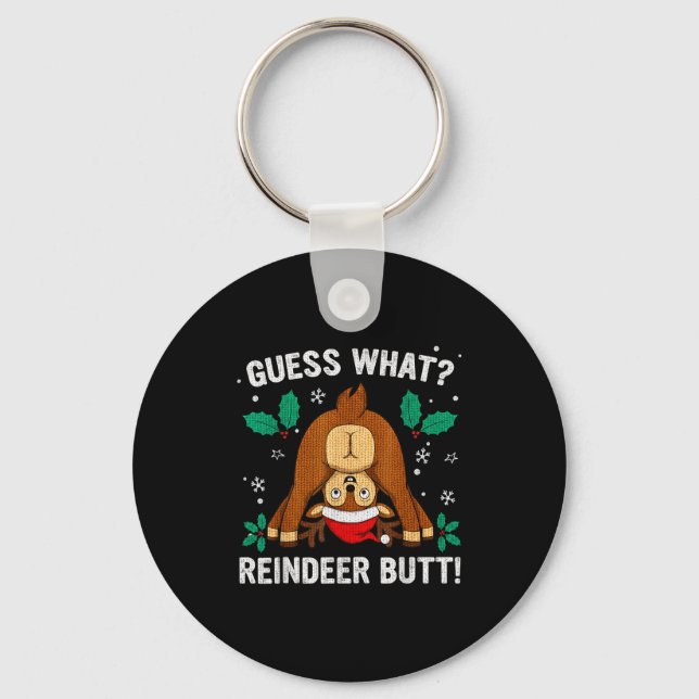 Chaveiro Guess What Reindeer Bu-tt Funny Christmas Family C (Frente)