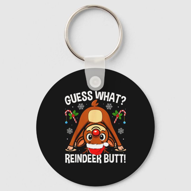 Chaveiro Guess What Reindeer Butt Xmas Santa Funny Christma (Frente)
