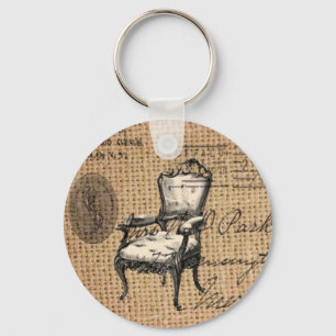 Chaveiro guião francês burlap Paris rococo cadeira