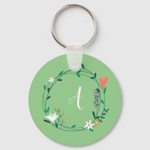 Chaveiro Guirlanda Floral de Primavera Fresca Personalizada