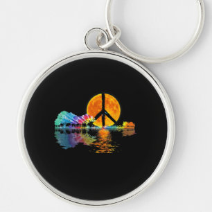 Chaveiro Guitar Lake Shadow Peace Love Guitar Hippie