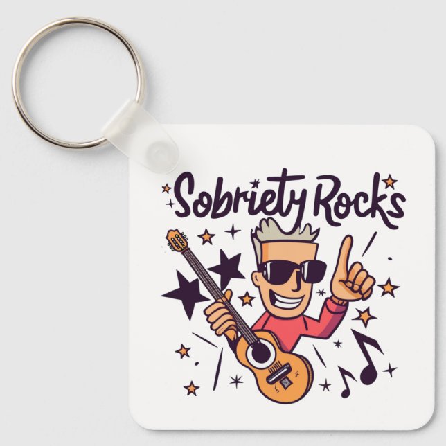 Chaveiro Guitarra de Cartoon Sobriety Rocks Personalizada D (Frente)