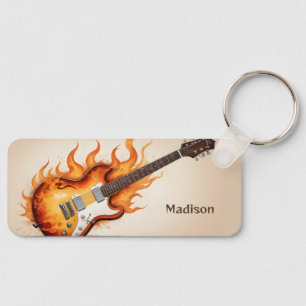 Chaveiro Guitarra Flaming de Nome Personalizado