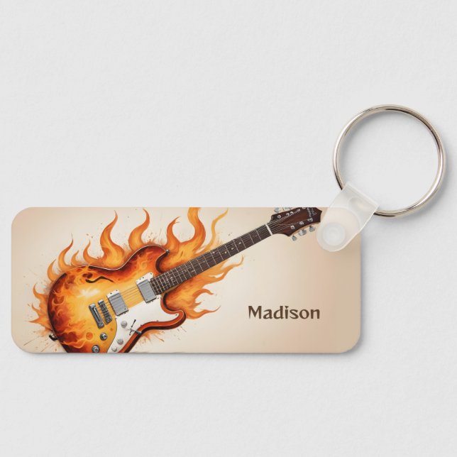 Chaveiro Guitarra Flaming de Nome Personalizado (Frente)