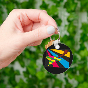 Chaveiro Guitarra Vibrante com Listras Geométricas