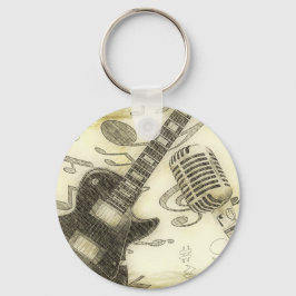 Chaveiro Guitarra Vintage e Microfone